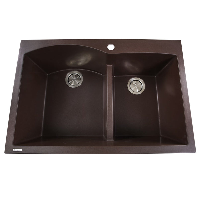 Nantucket Sinks 60/40 Double Bowl Dual-mount Granite Composite Sink - Brown PR6040-BR