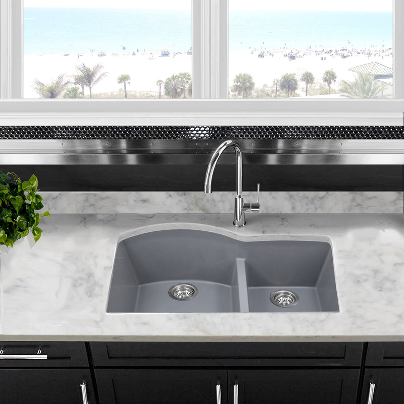 Nantucket Sinks 60/40 Double Bowl Undermount Granite Composite Sink - Titanium PR6040-TI-UM - view 7