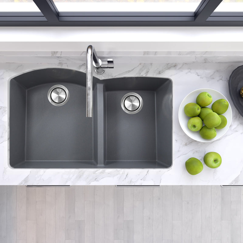 Nantucket Sinks 60/40 Double Bowl Undermount Granite Composite Sink - Titanium PR6040-TI-UM - view 8