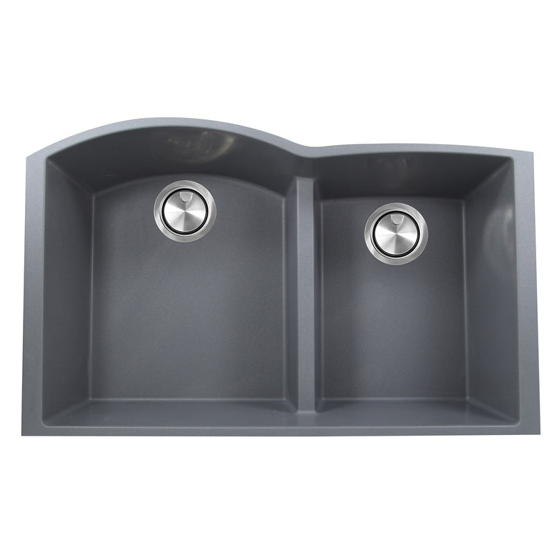 Nantucket Sinks 60/40 Double Bowl Undermount Granite Composite Sink - Titanium PR6040-TI-UM