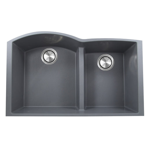 Nantucket Sinks 60/40 Double Bowl Undermount Granite Composite Sink - Titanium PR6040-TI-UM