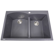 Nantucket Sinks 60/40 Double Bowl Dual-mount Granite Composite Sink - Titanium PR6040-TI