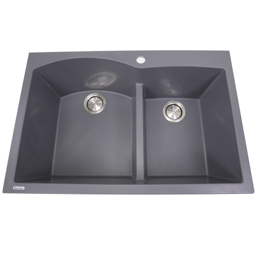 Nantucket Sinks 60/40 Double Bowl Dual-mount Granite Composite Sink - Titanium PR6040-TI