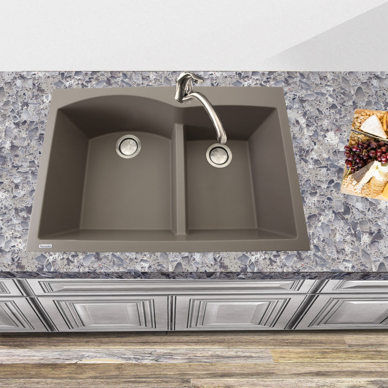 Nantucket Sinks 60/40 Double Bowl Dual-mount Granite Composite Sink - Truffle PR6040-TR - view 6