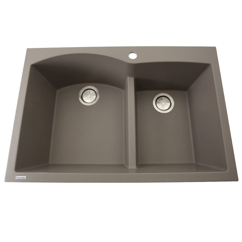 Nantucket Sinks 60/40 Double Bowl Dual-mount Granite Composite Sink - Truffle PR6040-TR