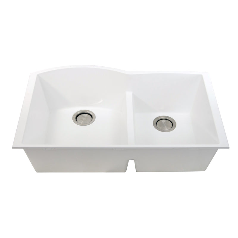 Nantucket Sinks 60/40 Double Bowl Undermount Granite Composite Sink - White PR6040-W-UM - view 2