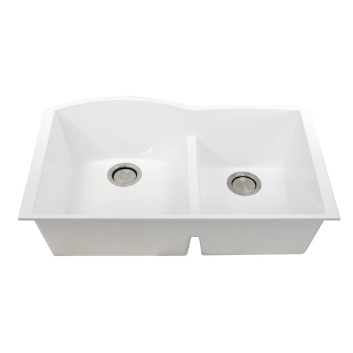 Nantucket Sinks 60/40 Double Bowl Undermount Granite Composite Sink - White PR6040-W-UM - view 2