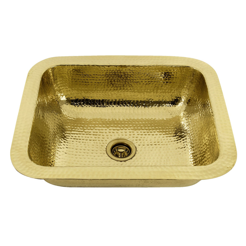 Nantucket Sinks REB 17.5 Inch X 14.5 Inch Hammered Brass Rectangle Undermount Bar Sink - view 3