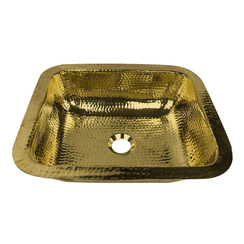 Nantucket Sinks REB 17.5 Inch X 14.5 Inch Hammered Brass Rectangle Undermount Bar Sink