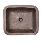 Nantucket Sinks REHC - 17 Inch X 14 Inch Hammered Copper Rectangle Undermount Bathroom Sink, 1.5 Inch Drain - view 2