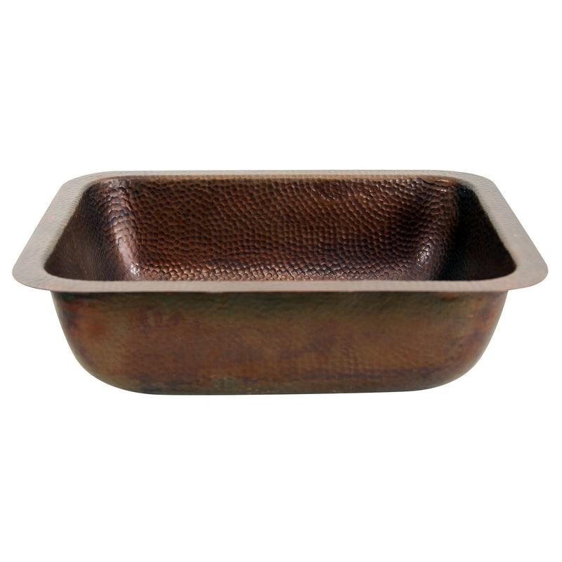 Nantucket Sinks REHC - 17 Inch X 14 Inch Hammered Copper Rectangle Undermount Bathroom Sink, 1.5 Inch Drain - view 3