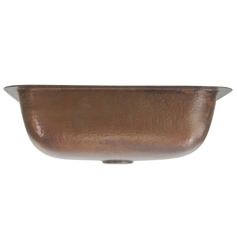 Nantucket Sinks REHC - 17 Inch X 14 Inch Hammered Copper Rectangle Undermount Bathroom Sink, 1.5 Inch Drain - view 4