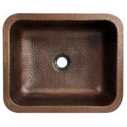 Nantucket Sinks REHC - 17 Inch X 14 Inch Hammered Copper Rectangle Undermount Bathroom Sink, 1.5 Inch Drain