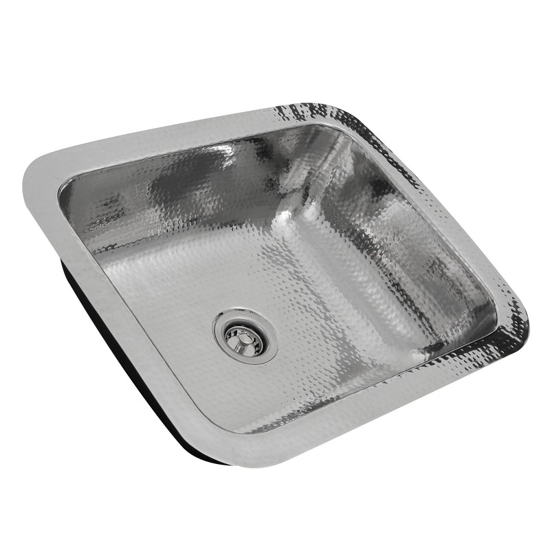 Nantucket Sinks RES - 17.5 Inch Hammered Stainless Steel Rectangle Bar Sink - view 2