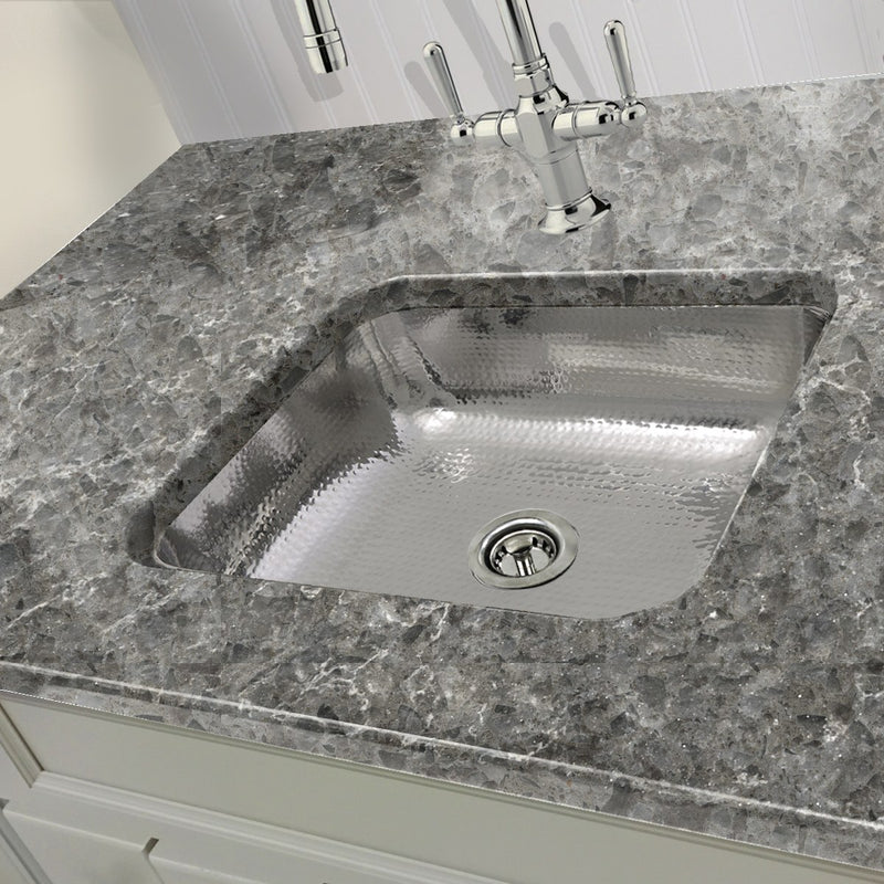 Nantucket Sinks RES - 17.5 Inch Hammered Stainless Steel Rectangle Bar Sink - view 6