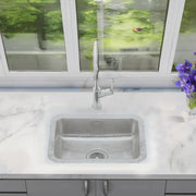 Nantucket Sinks 20 Inch Hammered Stainless Bar/Island Sink - Matte / Brushed Stainless Steel RES2014-MF - view 6