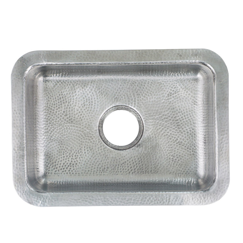Nantucket Sinks 20 Inch Hammered Stainless Bar/Island Sink - Matte / Brushed Stainless Steel RES2014-MF