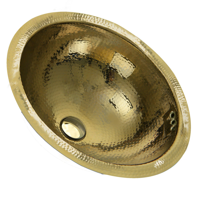 Nantucket Sinks RLB - 16.5 Inch Hammered Brass Round Undermount Bathroom Sink With Overflow RLB-OF - view 3