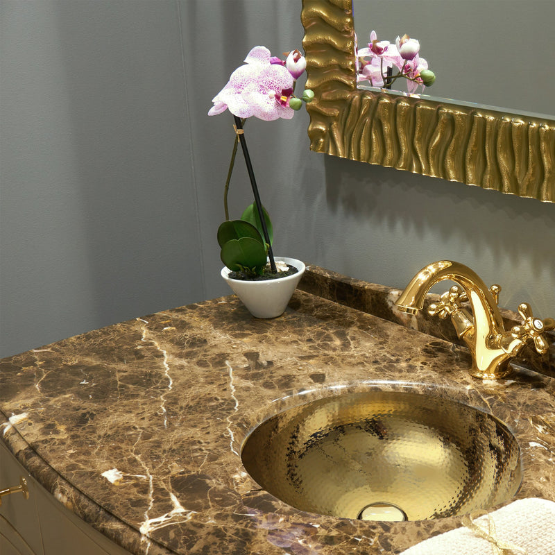 Nantucket Sinks RLB - 16.5 Inch Hammered Brass Round Undermount Bathroom Sink With Overflow RLB-OF - view 5