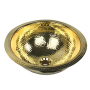 Nantucket Sinks RLB - 16.5 Inch Hammered Brass Round Undermount Bathroom Sink With Overflow RLB-OF