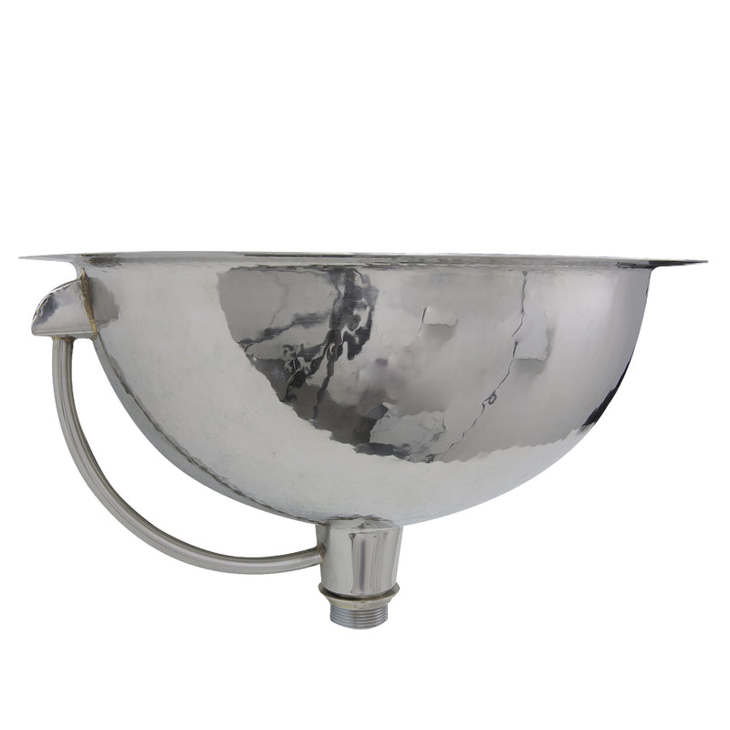 Nantucket Sinks RLS-OF 16.875 Inch Hand Hammered Stainless Steel Round Undermount Bathroom Sink With Overflow - view 4