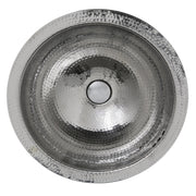 Nantucket Sinks RLS-OF 16.875 Inch Hand Hammered Stainless Steel Round Undermount Bathroom Sink With Overflow