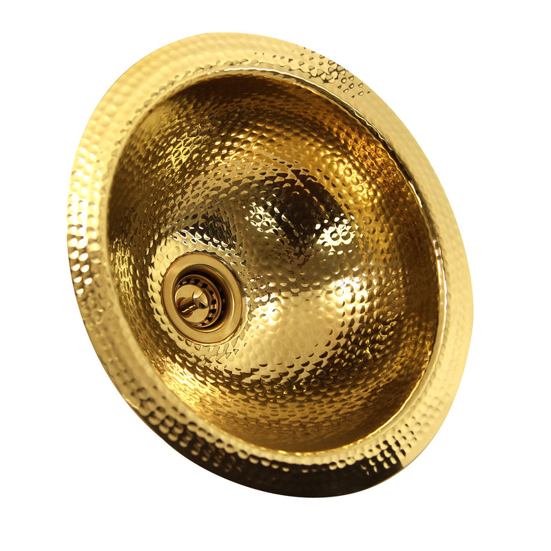 Nantucket Sinks ROB - 13 Inch Hand Hammered Brass Round Undermount Bar Room Sink - view 2