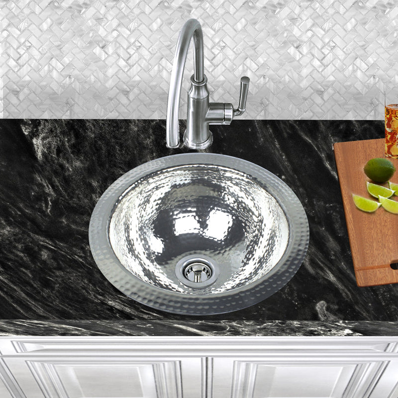 Nantucket Sinks ROS 13 Inch Hand Hammered Stailess Steel Round Bar Sink - view 6