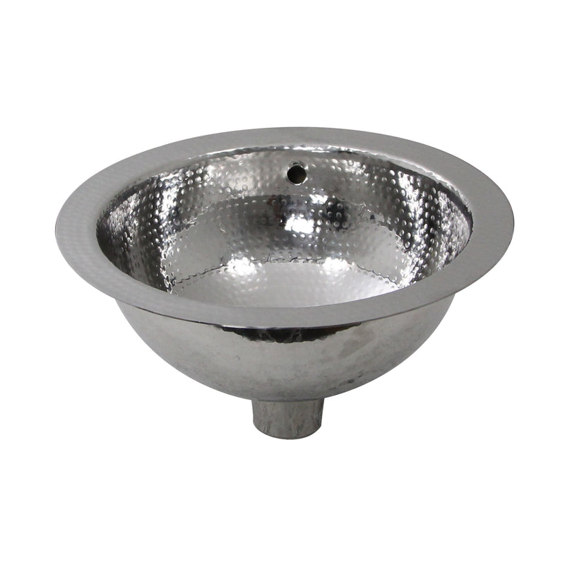 Nantucket Sinks ROS-OF 13 Inch Hand Hammered Stailess Steel Round Undermount Bathroom Sink With Overflow - view 2
