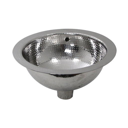 Nantucket Sinks ROS-OF 13 Inch Hand Hammered Stailess Steel Round Undermount Bathroom Sink With Overflow - view 2