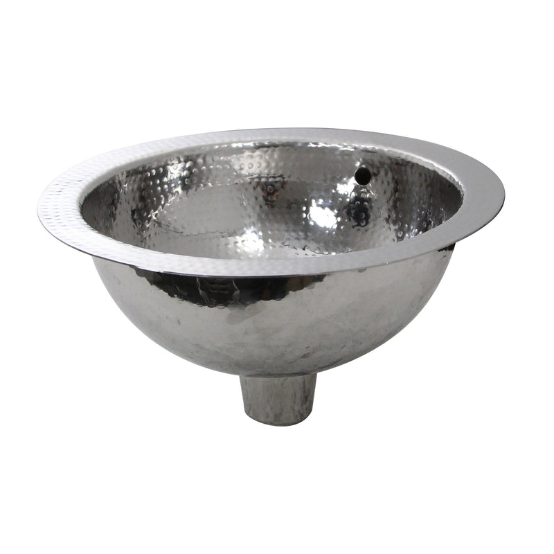 Nantucket Sinks ROS-OF 13 Inch Hand Hammered Stailess Steel Round Undermount Bathroom Sink With Overflow - view 5