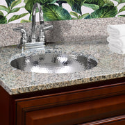 Nantucket Sinks ROS-OF 13 Inch Hand Hammered Stailess Steel Round Undermount Bathroom Sink With Overflow - view 6