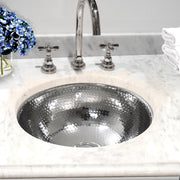 Nantucket Sinks ROS-OF 13 Inch Hand Hammered Stailess Steel Round Undermount Bathroom Sink With Overflow - view 7
