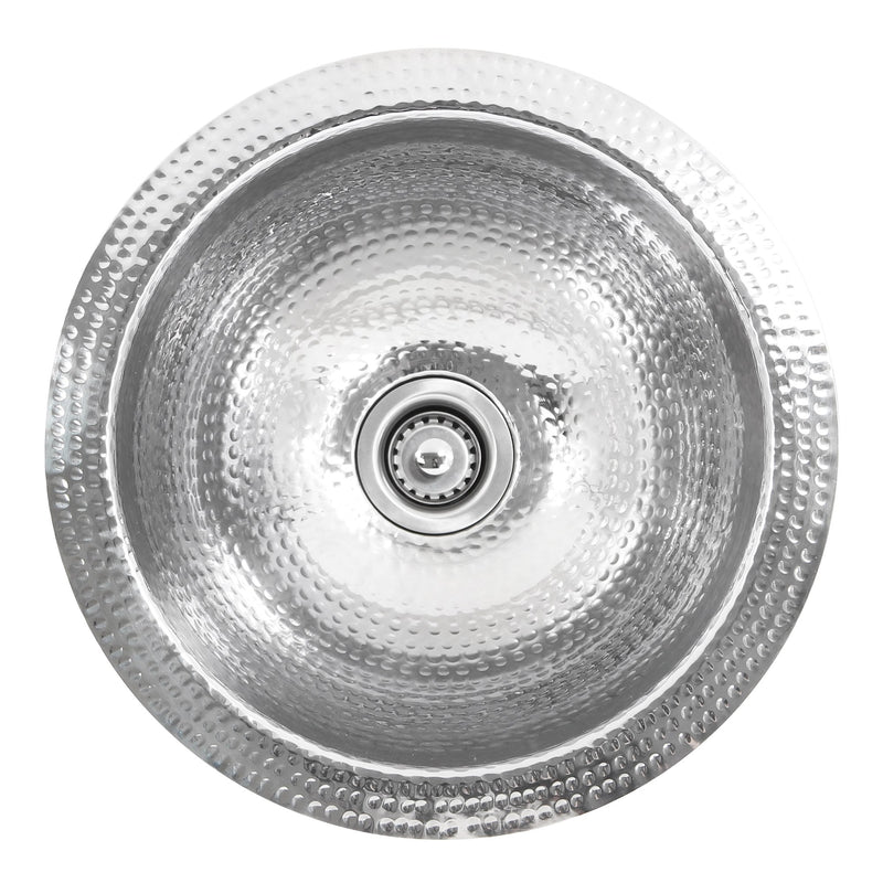 Nantucket Sinks ROS 13 Inch Hand Hammered Stailess Steel Round Bar Sink
