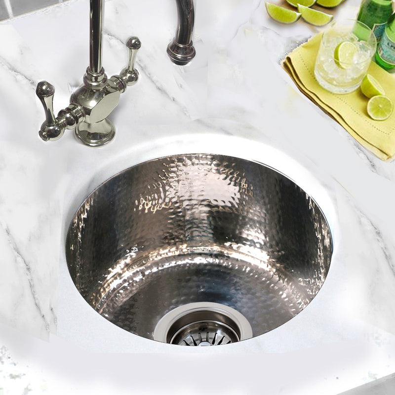 Nantucket Sinks RS15-SS 15-Inch Hand Hammered Round Stainless Steel Bar Sink - view 5