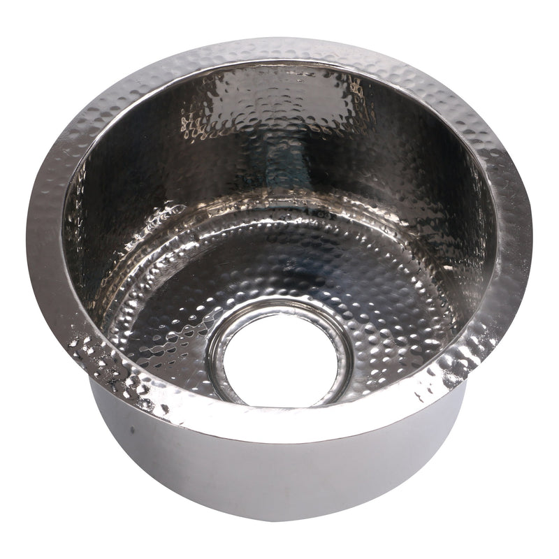 Nantucket Sinks RS15-SS 15-Inch Hand Hammered Round Stainless Steel Bar Sink