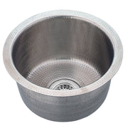 Nantucket Sinks RS15-SSMF 15-Inch Hand Hammered Round Stainless Steel Bar Sink Satin Matte Finish - view 2