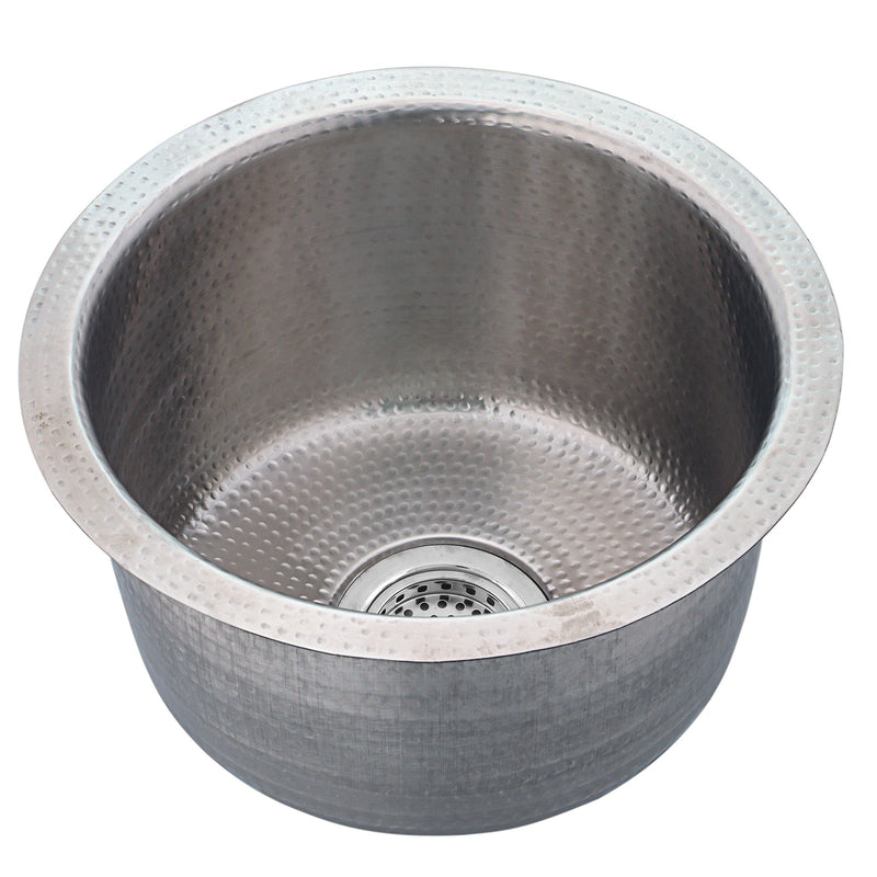 Nantucket Sinks RS15-SSMF 15-Inch Hand Hammered Round Stainless Steel Bar Sink Satin Matte Finish - view 2