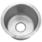 Nantucket Sinks RS15-SSMF 15-Inch Hand Hammered Round Stainless Steel Bar Sink Satin Matte Finish