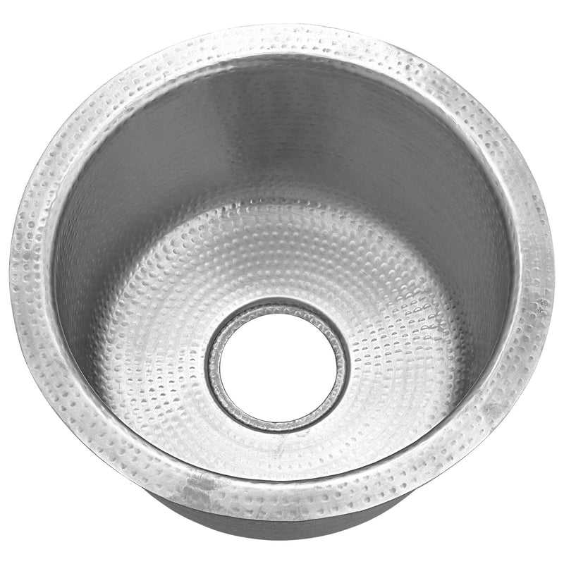 Nantucket Sinks RS15-SSMF 15-Inch Hand Hammered Round Stainless Steel Bar Sink Satin Matte Finish
