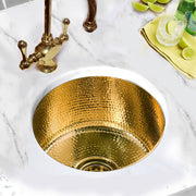 Nantucket Sinks RS15-UB 15-Inch Hand Hammered Round Brass Bar Sink - view 5