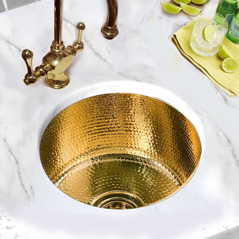 Nantucket Sinks RS15-UB 15-Inch Hand Hammered Round Brass Bar Sink - view 5