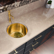 Nantucket Sinks RS15-UB 15-Inch Hand Hammered Round Brass Bar Sink - view 7
