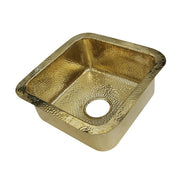 Nantucket Sinks SQRB-7 16.625 Inch Hammered Brass Square Dual-mount Bar Sink - view 2