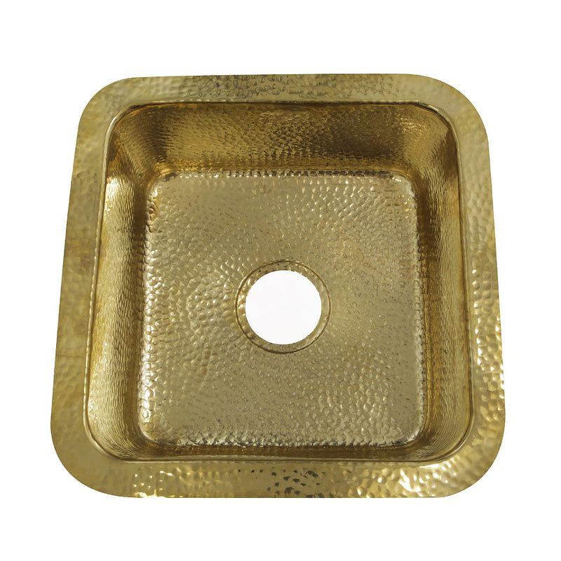 Nantucket Sinks SQRB-7 16.625 Inch Hammered Brass Square Dual-mount Bar Sink