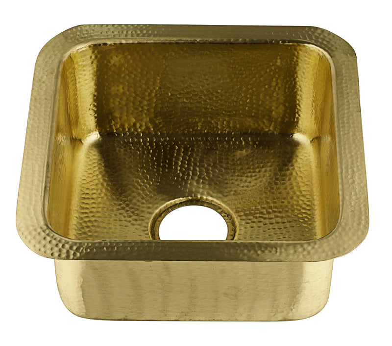 Nantucket Sinks SQRB-7MF 16.625 Inch Matte Finish Hammered Brass Square Dualmount Bar Sink - view 2