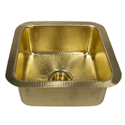 Nantucket Sinks SQRB-7MF 16.625 Inch Matte Finish Hammered Brass Square Dualmount Bar Sink - view 3