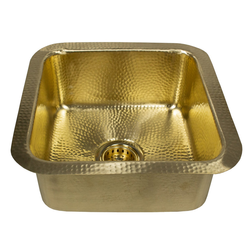 Nantucket Sinks SQRB-7MF 16.625 Inch Matte Finish Hammered Brass Square Dualmount Bar Sink - view 3