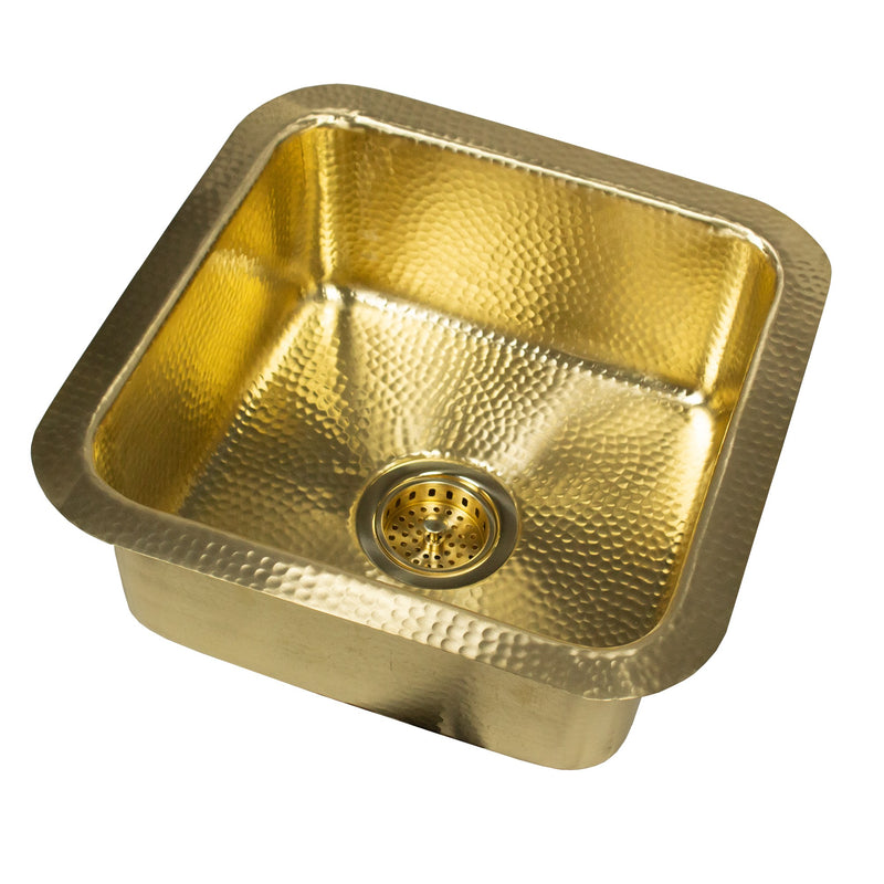 Nantucket Sinks SQRB-7MF 16.625 Inch Matte Finish Hammered Brass Square Dualmount Bar Sink - view 5