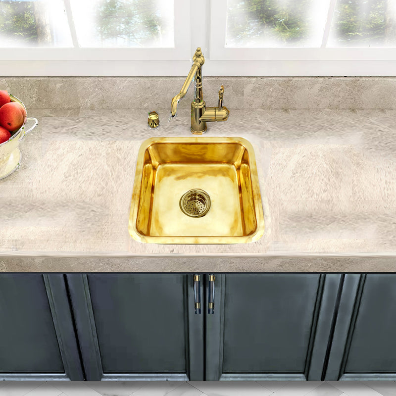 Nantucket Sinks SQRB-7SM 16.625 Inch Brass Square Dualmount Bar Sink - view 5